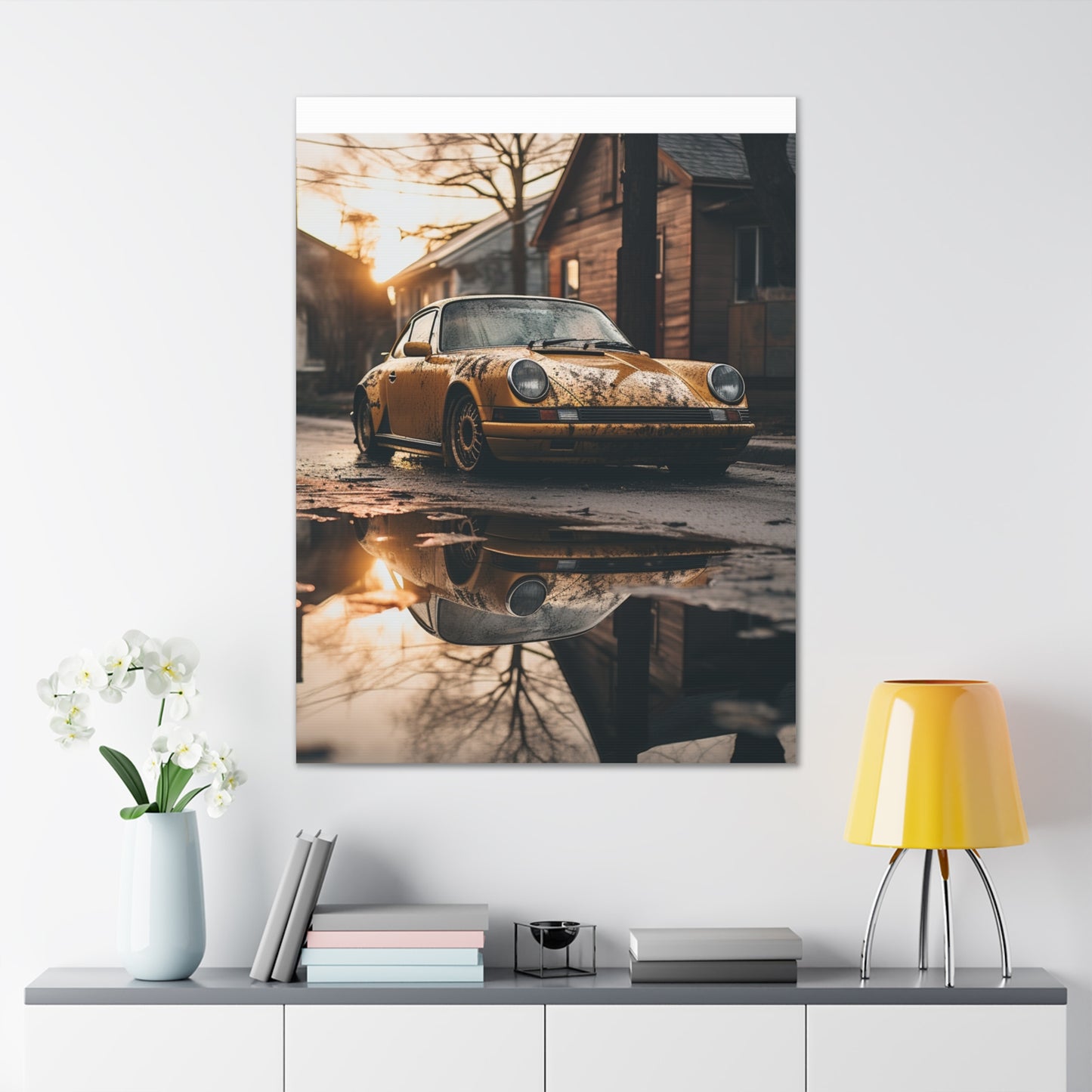 Urban Charisma: High-Resolution Vertical Canvas with Light Gray and Amber Grading