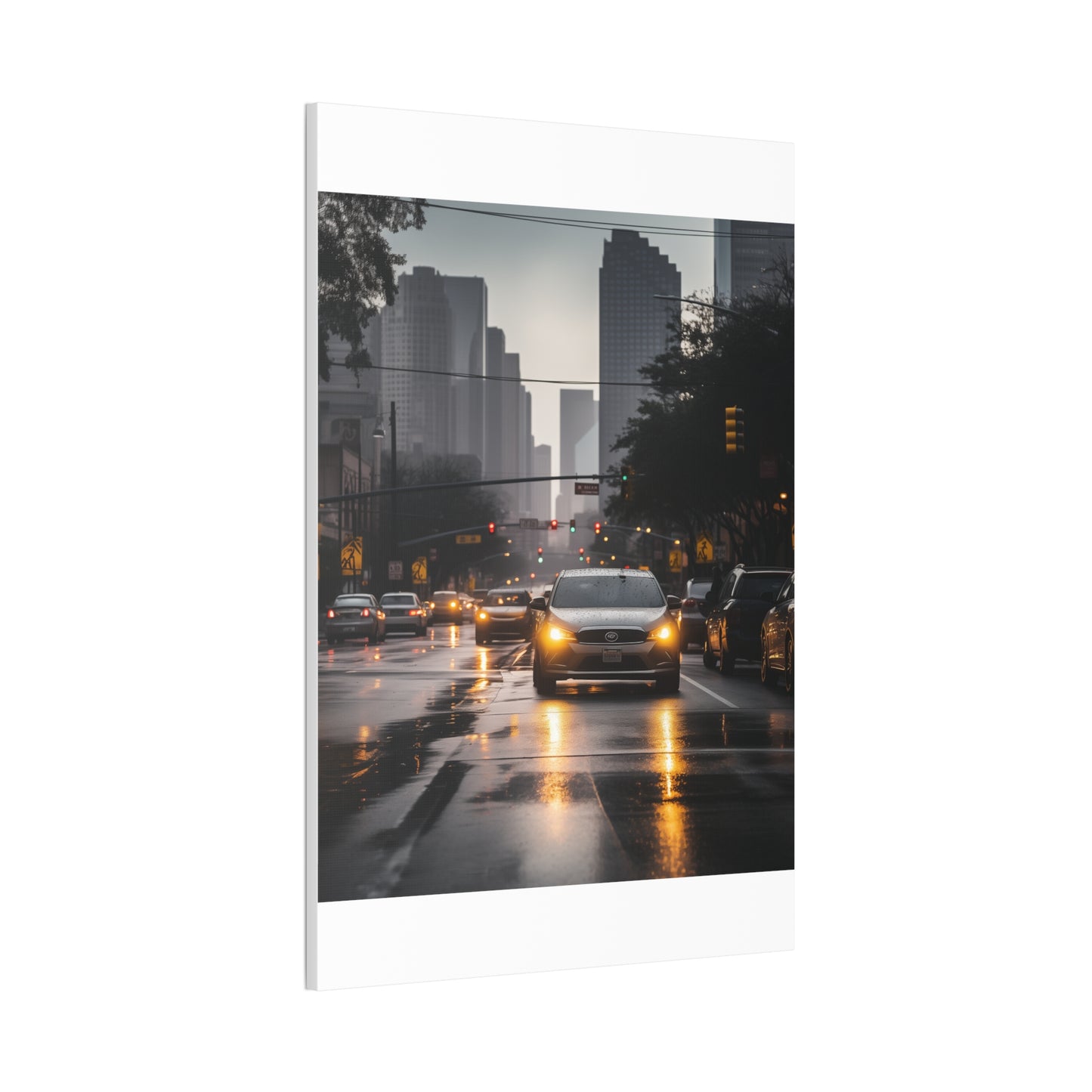 Urban Charisma: High-Resolution Vertical Canvas with Light Gray and Amber Grading