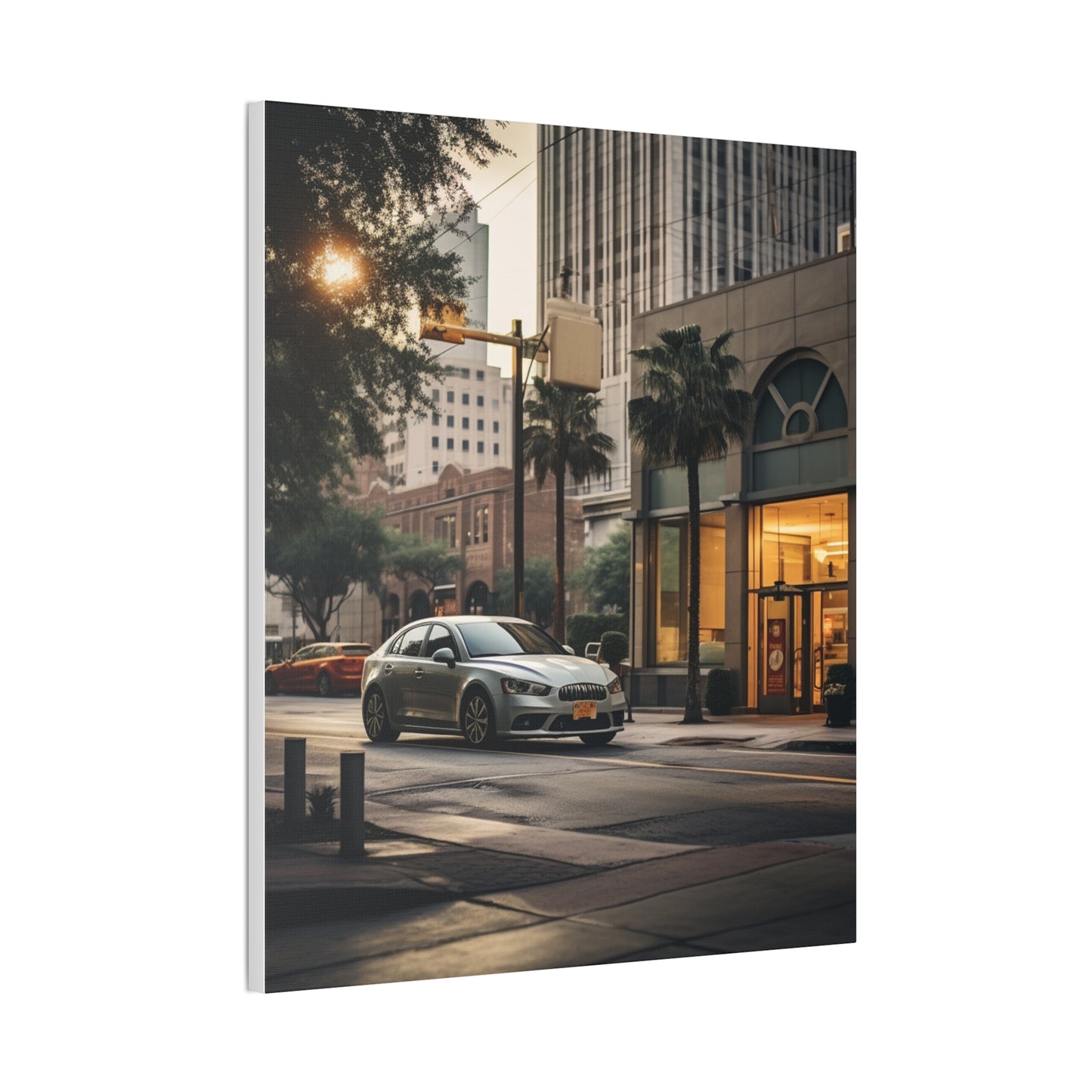 Urban Charisma: High-Resolution Vertical Canvas with Light Gray and Amber Grading