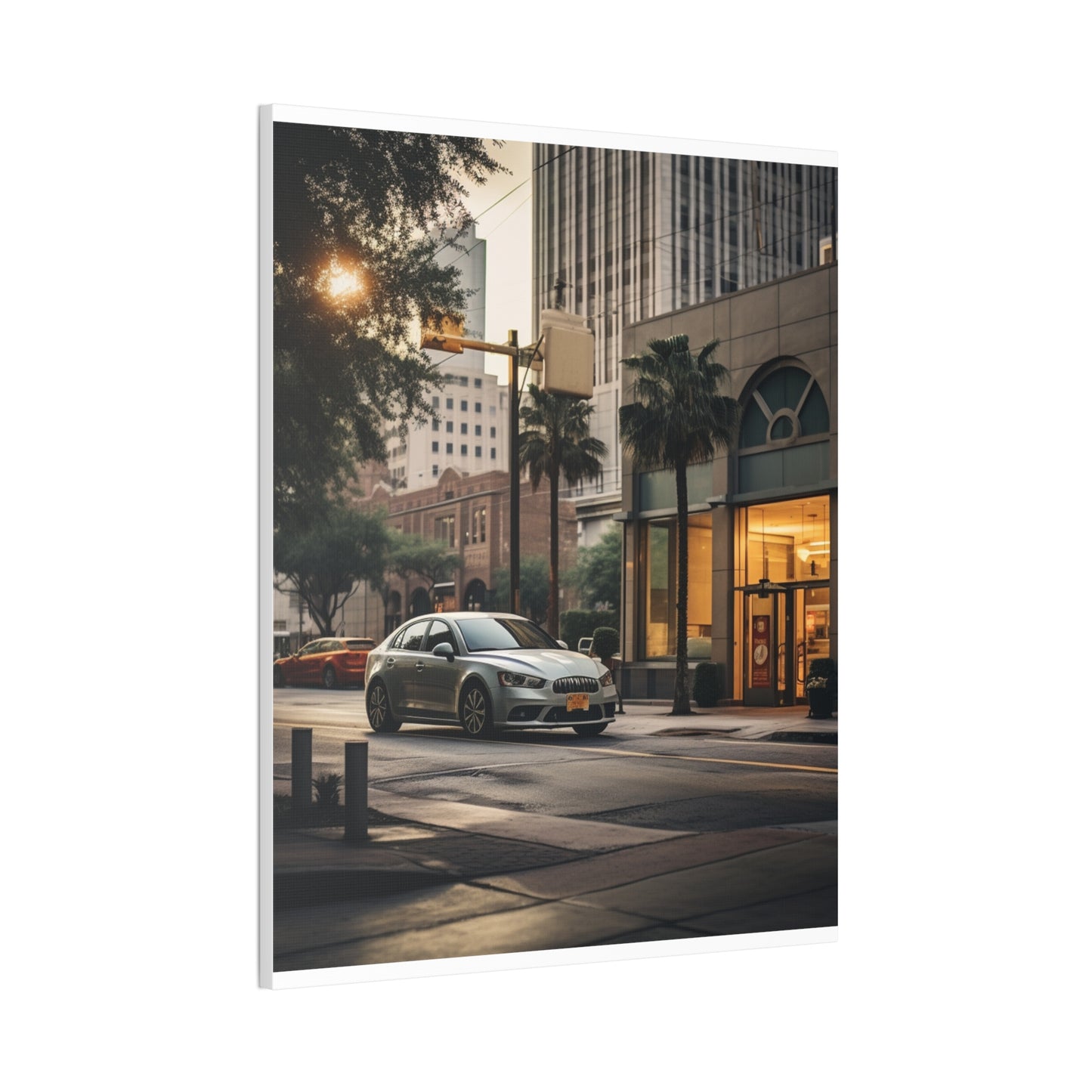 Urban Charisma: High-Resolution Vertical Canvas with Light Gray and Amber Grading