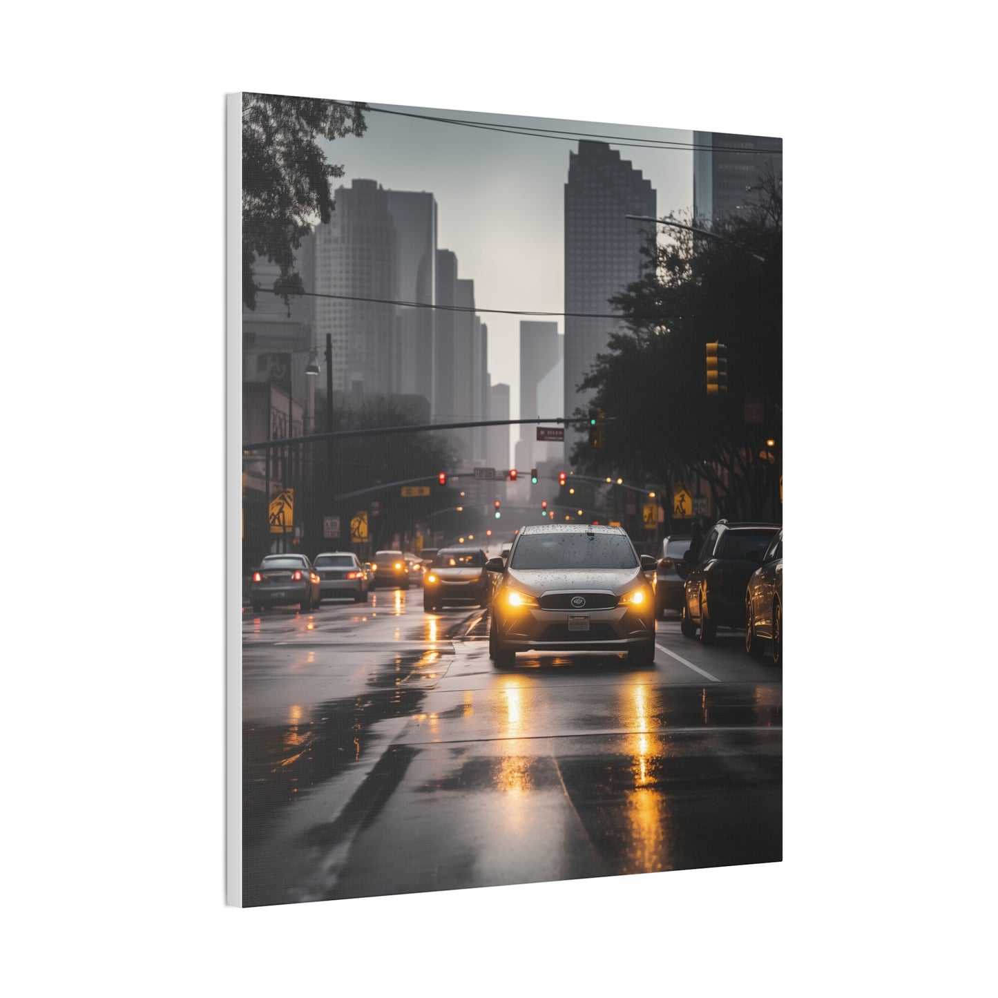 Urban Charisma: High-Resolution Vertical Canvas with Light Gray and Amber Grading