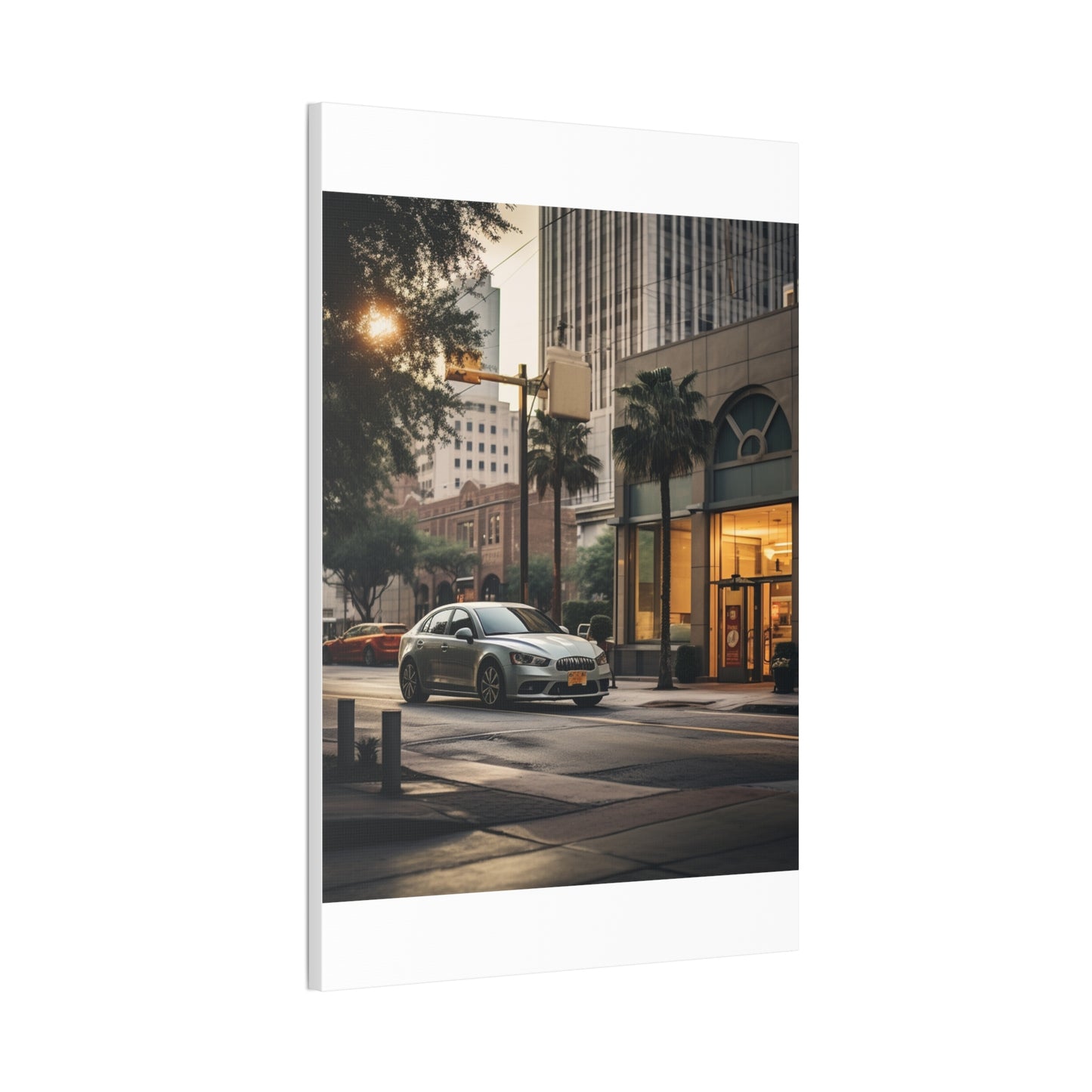 Urban Charisma: High-Resolution Vertical Canvas with Light Gray and Amber Grading