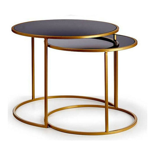 Set of 2 tables Black Golden Metal (2 pcs)